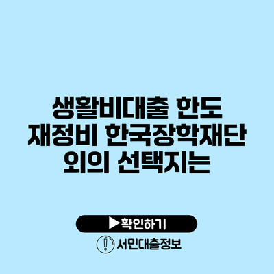 생활비대출 한도 재정비: 한국장학재단 외의 선택지는?