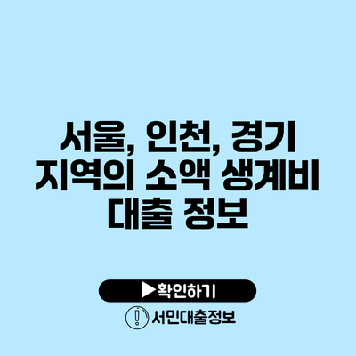 서울, 인천, 경기 지역의 소액 생계비 대출 정보