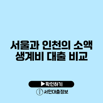 서울과 인천의 소액 생계비 대출 비교