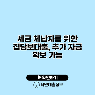 세금 체납자를 위한 집담보대출, 추가 자금 확보 가능