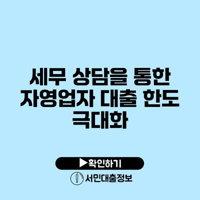 세무 상담을 통한 자영업자 대출 한도 극대화