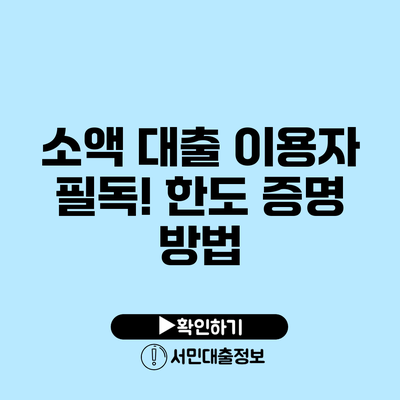 소액 대출 이용자 필독! 한도 증명 방법