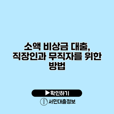 소액 비상금 대출, 직장인과 무직자를 위한 방법
