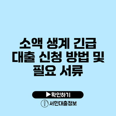 소액 생계 긴급 대출 신청 방법 및 필요 서류