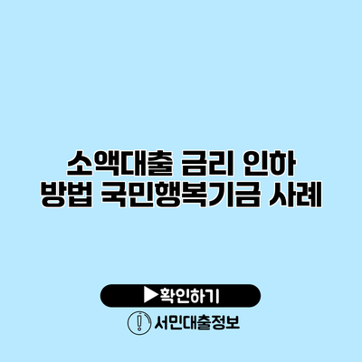 소액대출 금리 인하 방법: 국민행복기금 사례