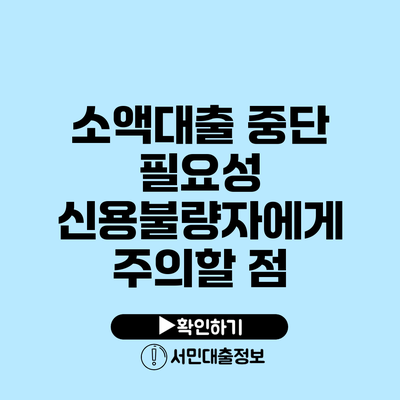소액대출 중단 필요성: 신용불량자에게 주의할 점