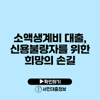 소액생계비 대출, 신용불량자를 위한 희망의 손길