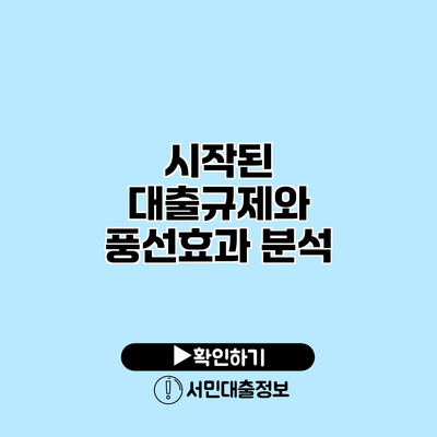 시작된 대출규제와 풍선효과 분석