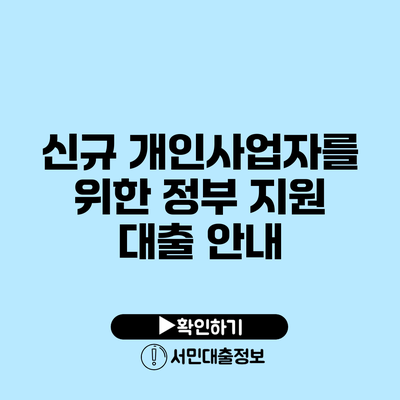 신규 개인사업자를 위한 정부 지원 대출 안내
