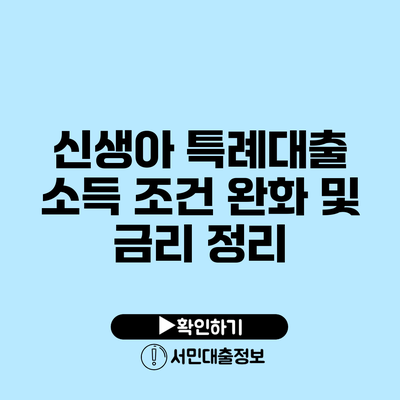 신생아 특례대출: 소득 조건 완화 및 금리 정리