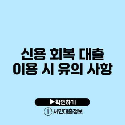 신용 회복 대출 이용 시 유의 사항