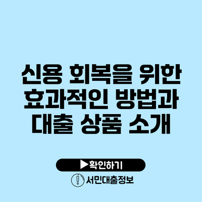 신용 회복을 위한 효과적인 방법과 대출 상품 소개