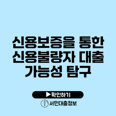신용보증을 통한 신용불량자 대출 가능성 탐구