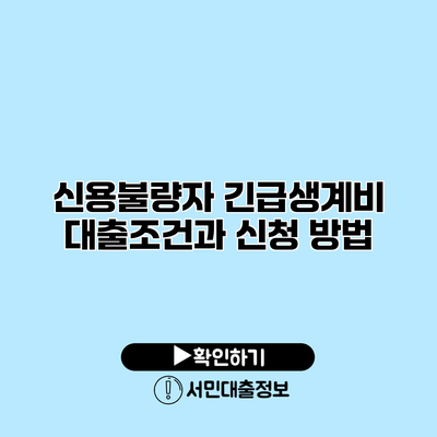 신용불량자 긴급생계비 대출조건과 신청 방법