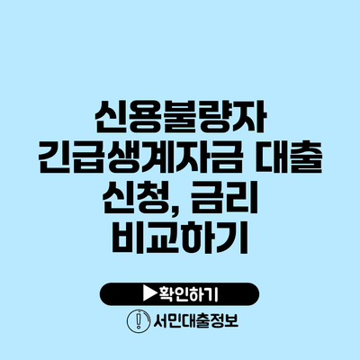 신용불량자 긴급생계자금 대출 신청, 금리 비교하기
