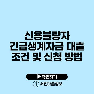 신용불량자 긴급생계자금 대출 조건 및 신청 방법