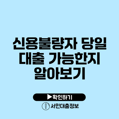 신용불량자 당일 대출 가능한지 알아보기