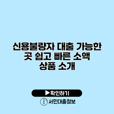 신용불량자 대출 가능한 곳: 쉽고 빠른 소액 상품 소개