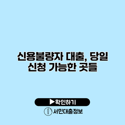 신용불량자 대출, 당일 신청 가능한 곳들