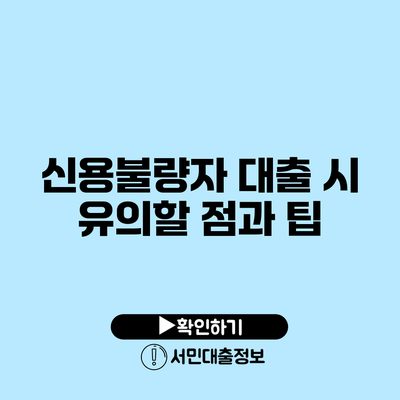 신용불량자 대출 시 유의할 점과 팁