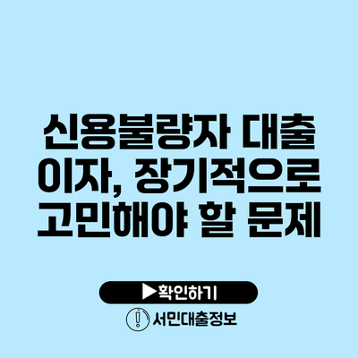 신용불량자 대출 이자, 장기적으로 고민해야 할 문제