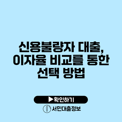신용불량자 대출, 이자율 비교를 통한 선택 방법