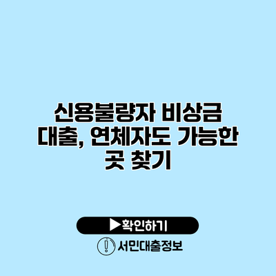 신용불량자 비상금 대출, 연체자도 가능한 곳 찾기