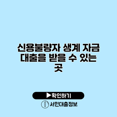 신용불량자 생계 자금 대출을 받을 수 있는 곳