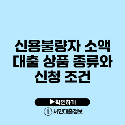신용불량자 소액 대출 상품 종류와 신청 조건