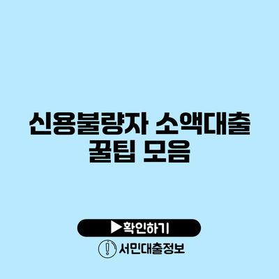 신용불량자 소액대출 꿀팁 모음