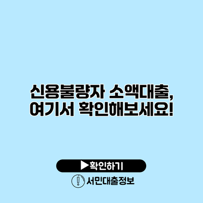 신용불량자 소액대출, 여기서 확인해보세요!