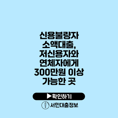 신용불량자 소액대출, 저신용자와 연체자에게 300만원 이상 가능한 곳