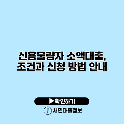 신용불량자 소액대출, 조건과 신청 방법 안내