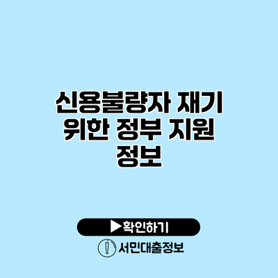 신용불량자 재기 위한 정부 지원 정보
