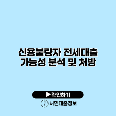 신용불량자 전세대출 가능성 분석 및 처방