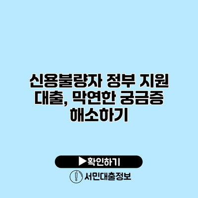 신용불량자 정부 지원 대출, 막연한 궁금증 해소하기