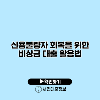 신용불량자 회복을 위한 비상금 대출 활용법