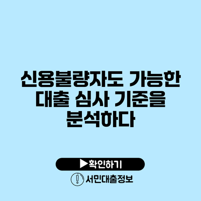 신용불량자도 가능한 대출: 심사 기준을 분석하다