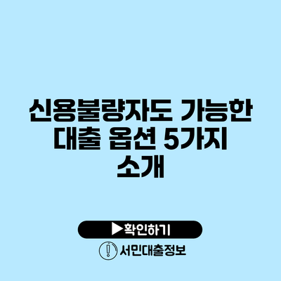 신용불량자도 가능한 대출 옵션 5가지 소개