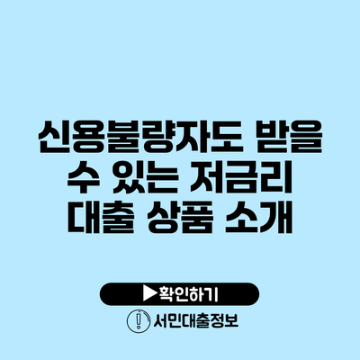 신용불량자도 받을 수 있는 저금리 대출 상품 소개