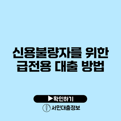 신용불량자를 위한 급전용 대출 방법