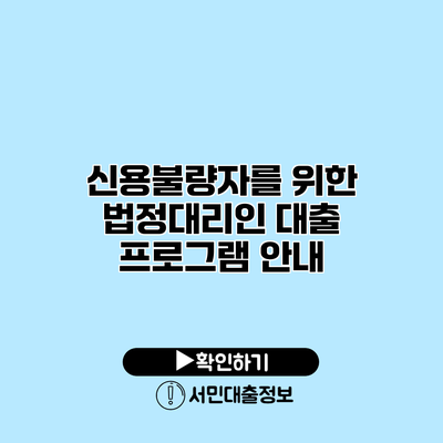 신용불량자를 위한 법정대리인 대출 프로그램 안내