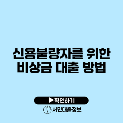 신용불량자를 위한 비상금 대출 방법