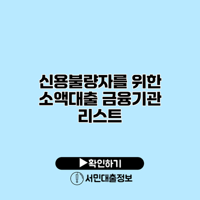 신용불량자를 위한 소액대출 금융기관 리스트