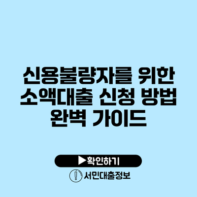신용불량자를 위한 소액대출 신청 방법 완벽 가이드