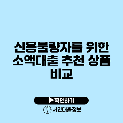 신용불량자를 위한 소액대출 추천 상품 비교