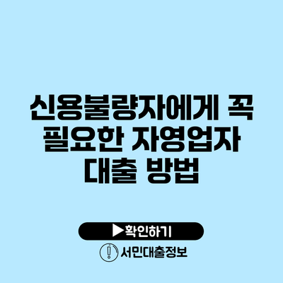 신용불량자에게 꼭 필요한 자영업자 대출 방법