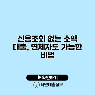 신용조회 없는 소액 대출, 연체자도 가능한 비법