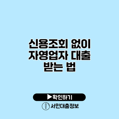 신용조회 없이 자영업자 대출 받는 법