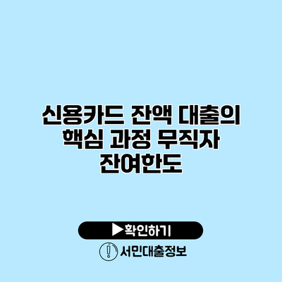 신용카드 잔액 대출의 핵심 과정: 무직자 잔여한도